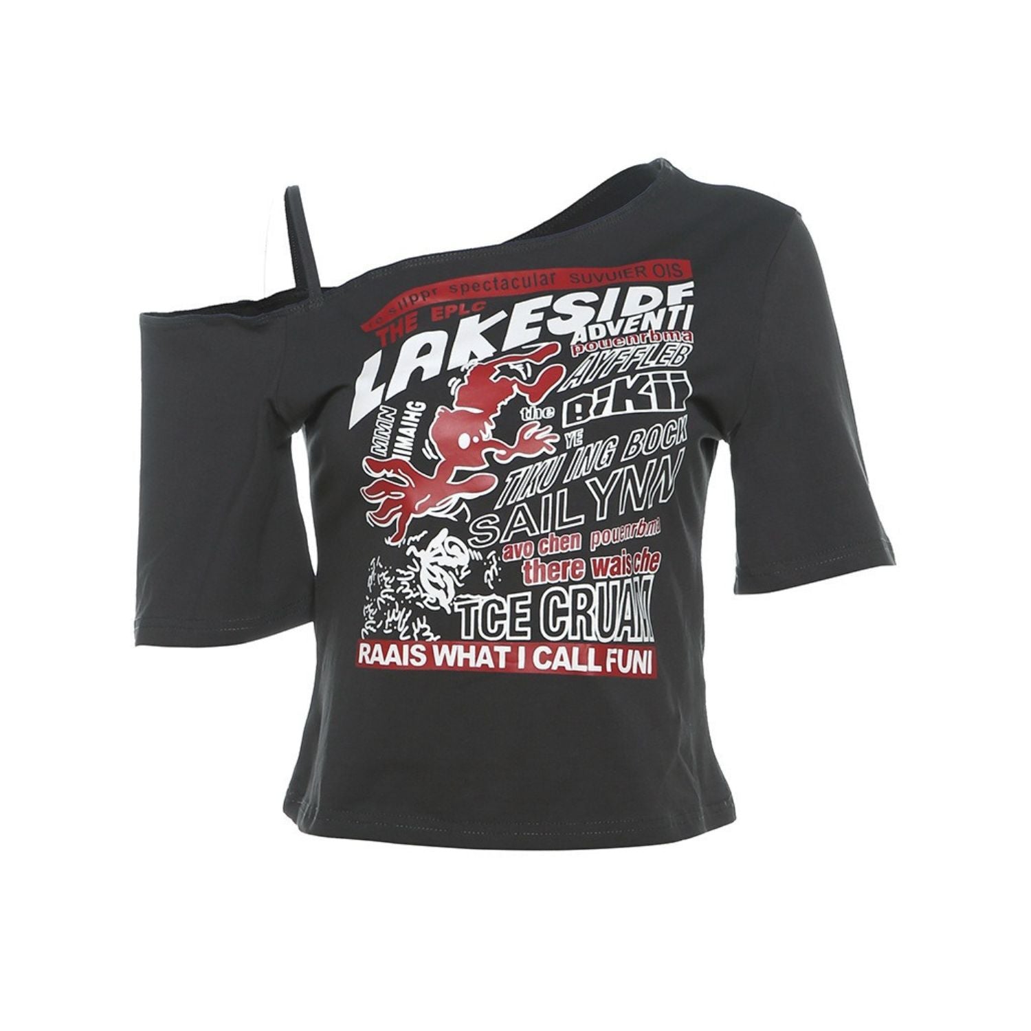 Off-Shoulder Graphic Crop Top (Women’s)