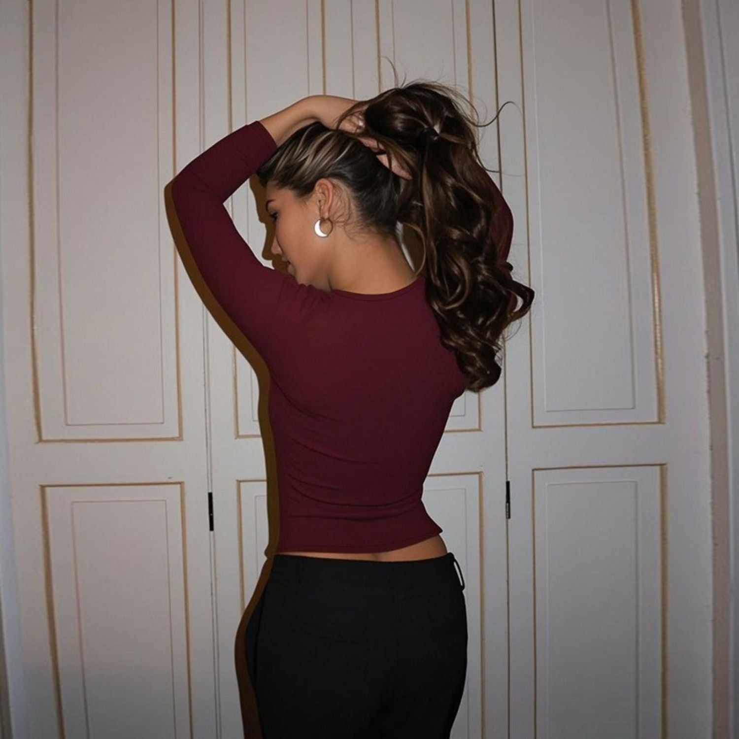 Square Neck Long Sleeve Top (Women’s)