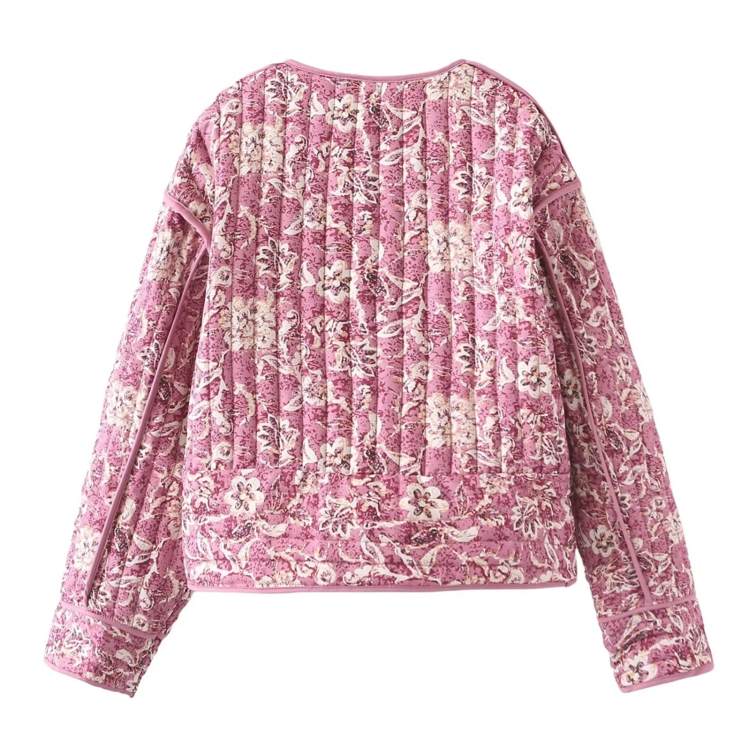 Floral Print Cotton Cardigan With Round Neck and 3d Texture (Women’s)