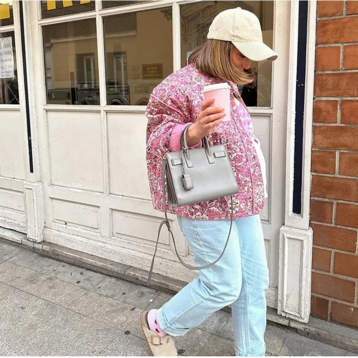 Floral Print Cotton Cardigan With Round Neck and 3d Texture (Women’s)