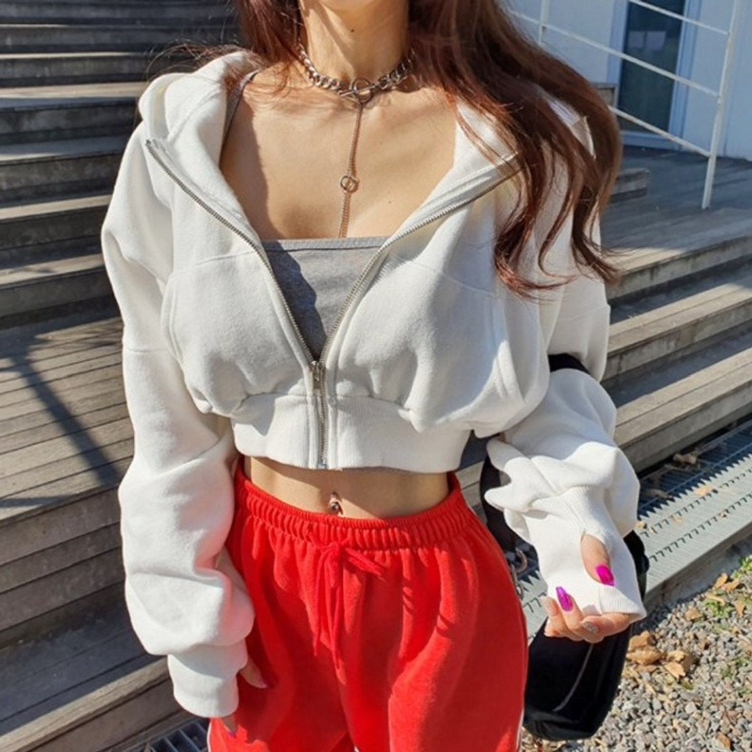 Cropped Zip-Up Hoodie Jacket (Women’s)