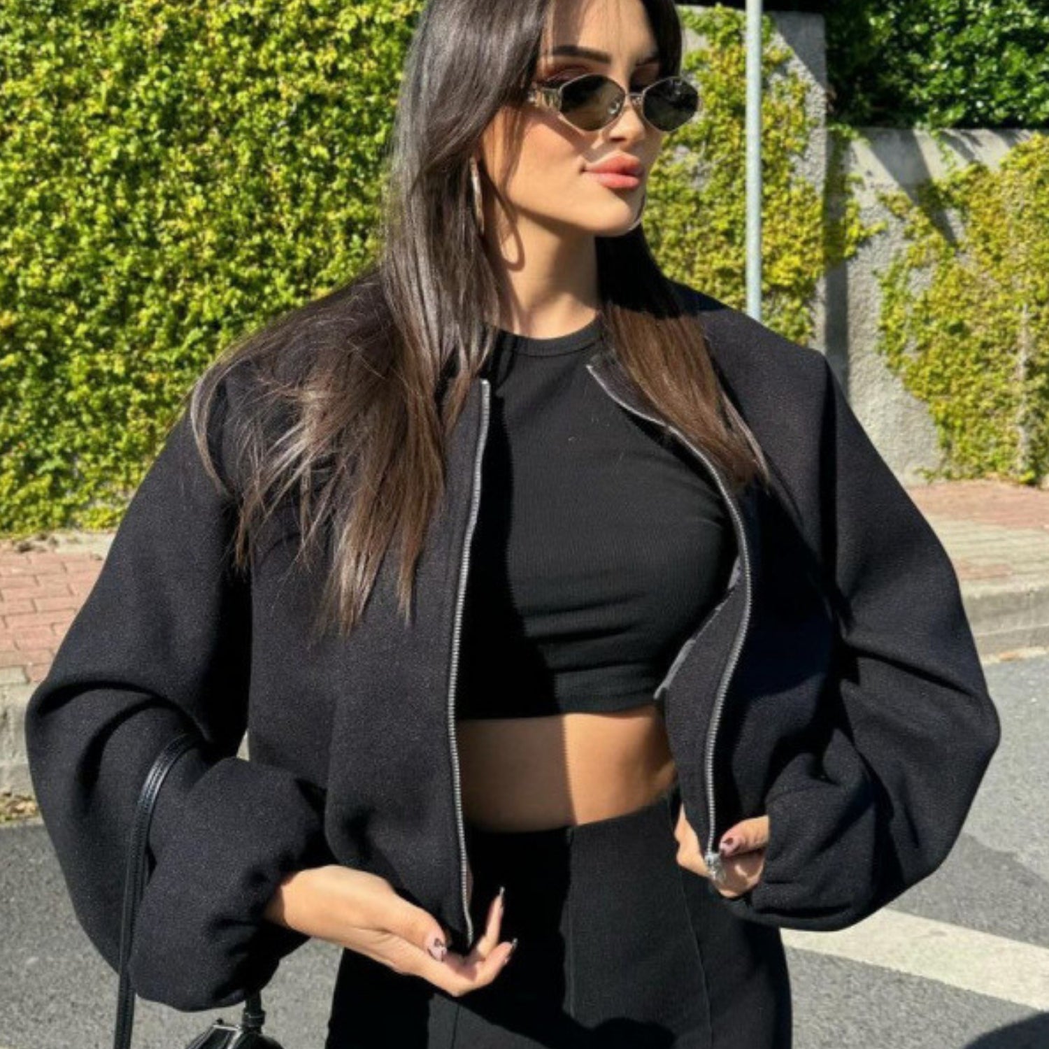 Cropped Full Zip Up Mini Pilot Jacket (Women's)