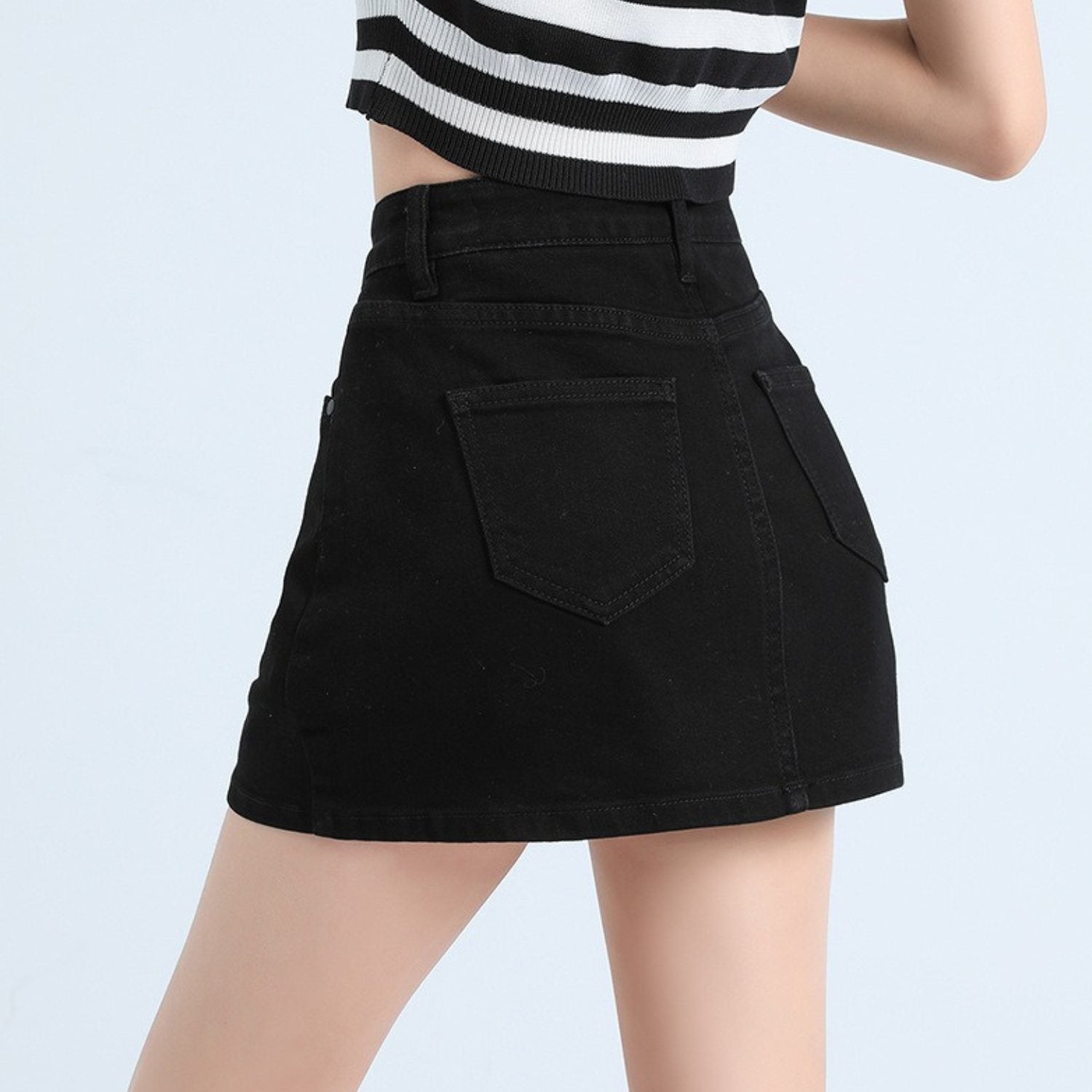 Retro Denim Mini Skirt with Built-In Shorts (Women’s)