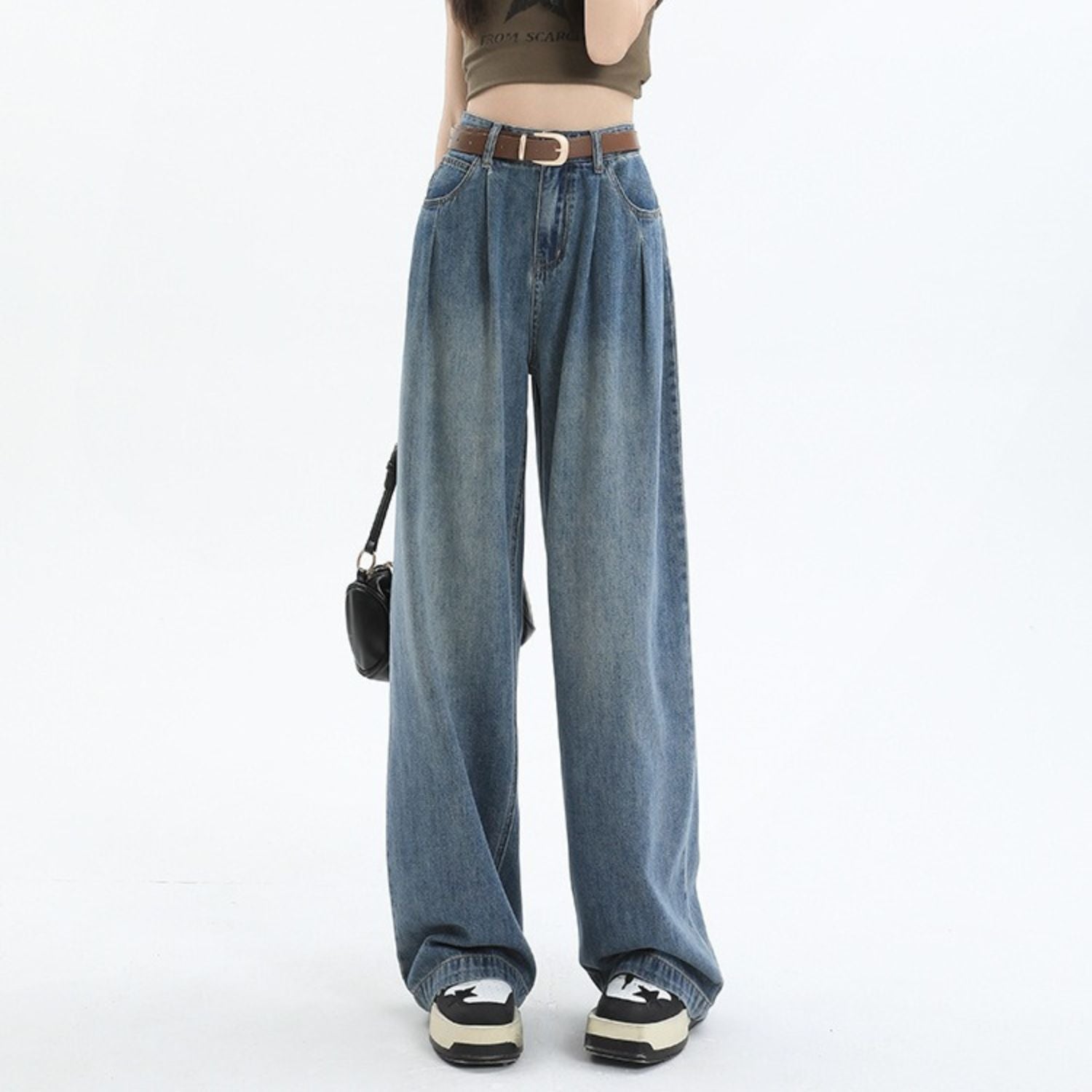 High-Waist Wide-Leg Denim Jeans (Women’s)