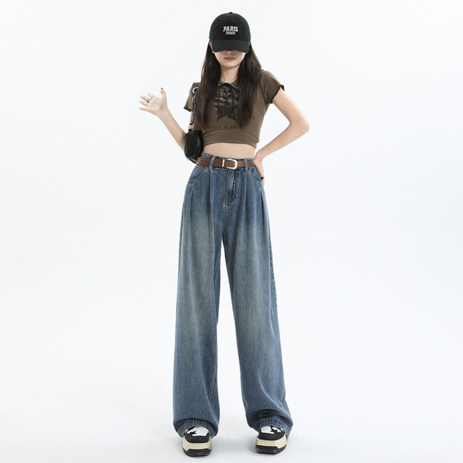 High-Waist Wide-Leg Denim Jeans (Women’s)