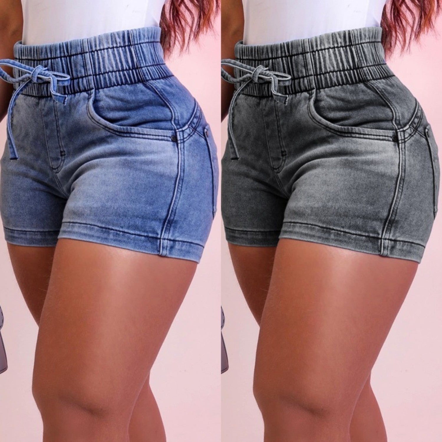 High Waist Tie-Front Denim Hot Pants (Women’s)