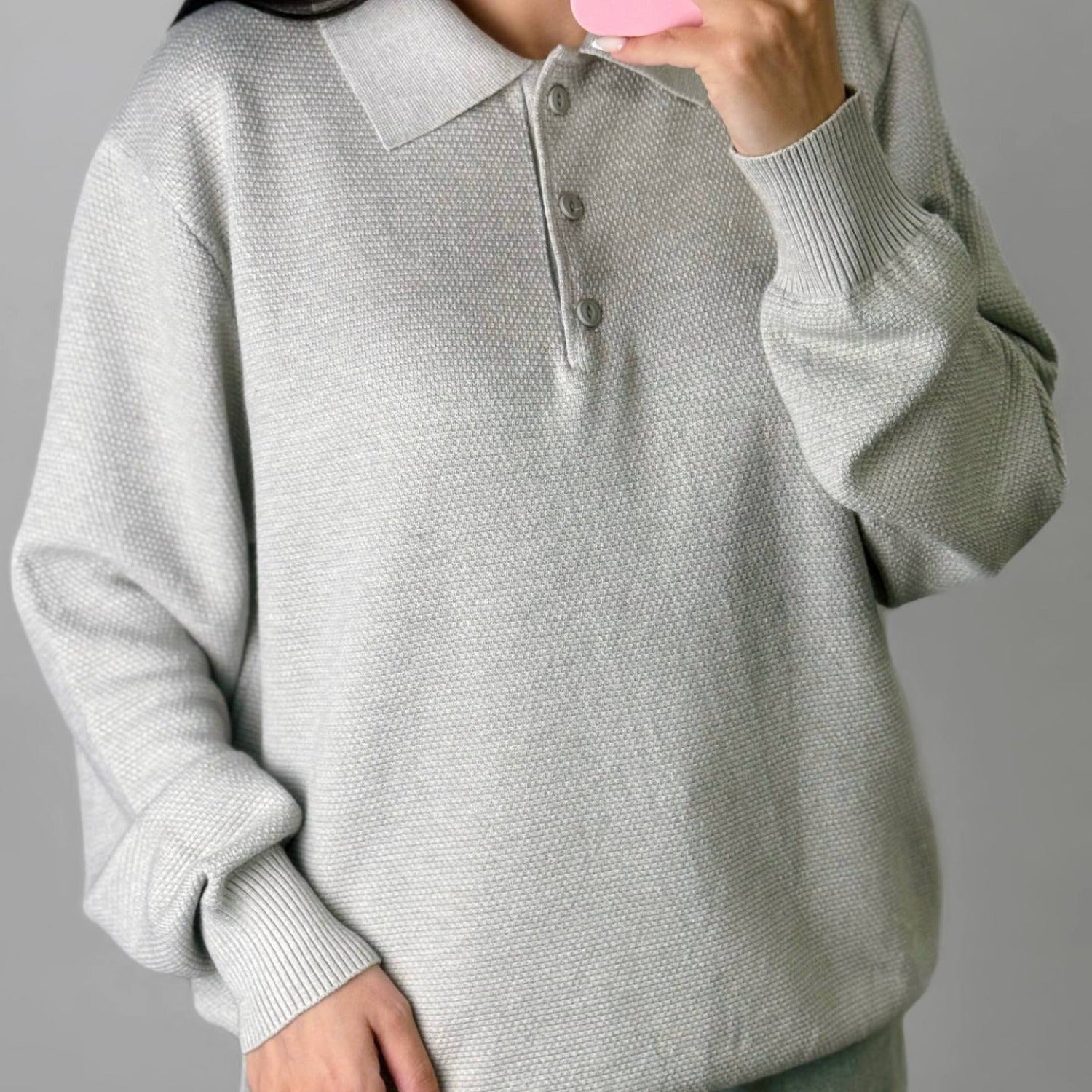Layered Polo Collar Knit Sweater With Relaxed Fit (Women’s)