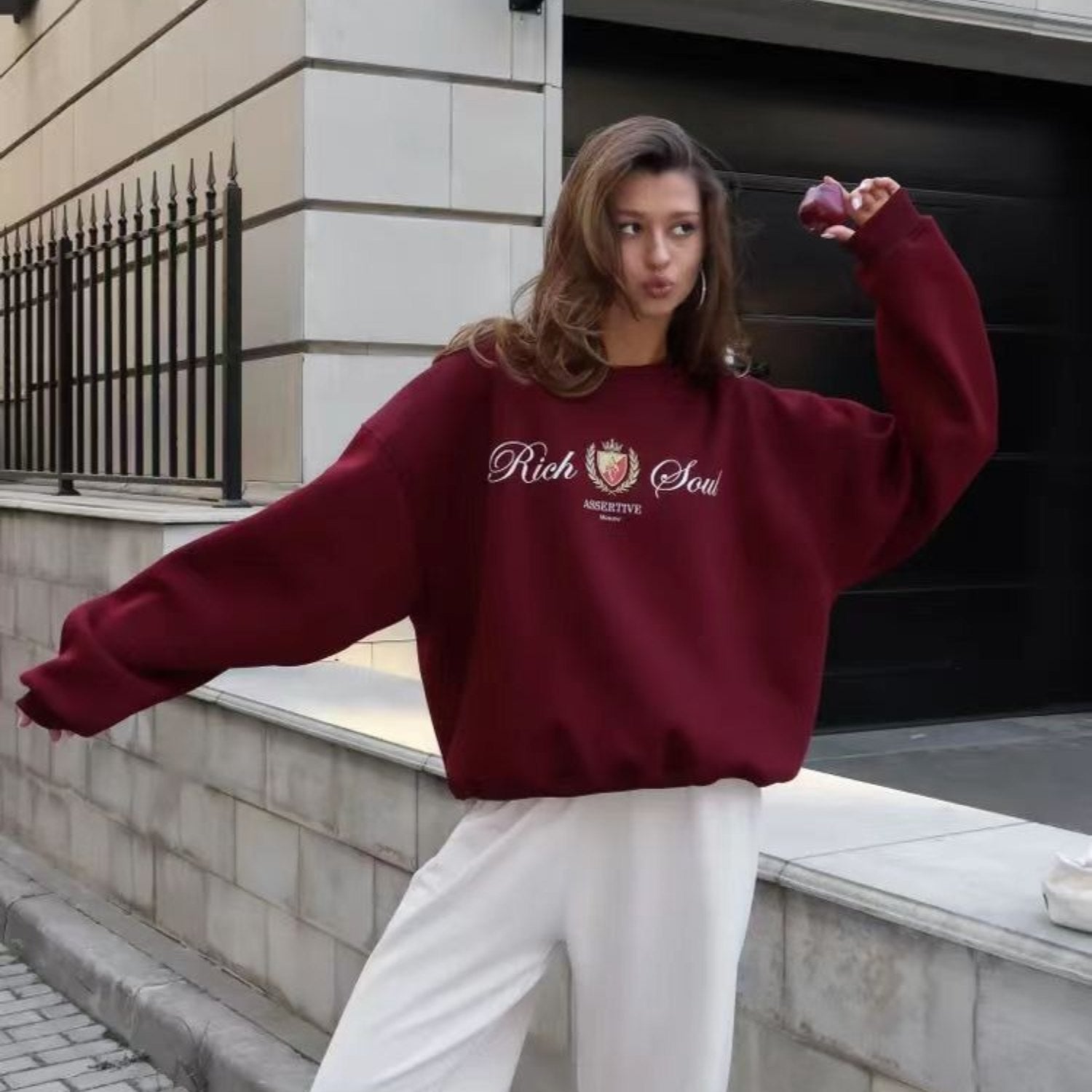 Printed Crew Neck Pullover Sweatshirt (Women’s)