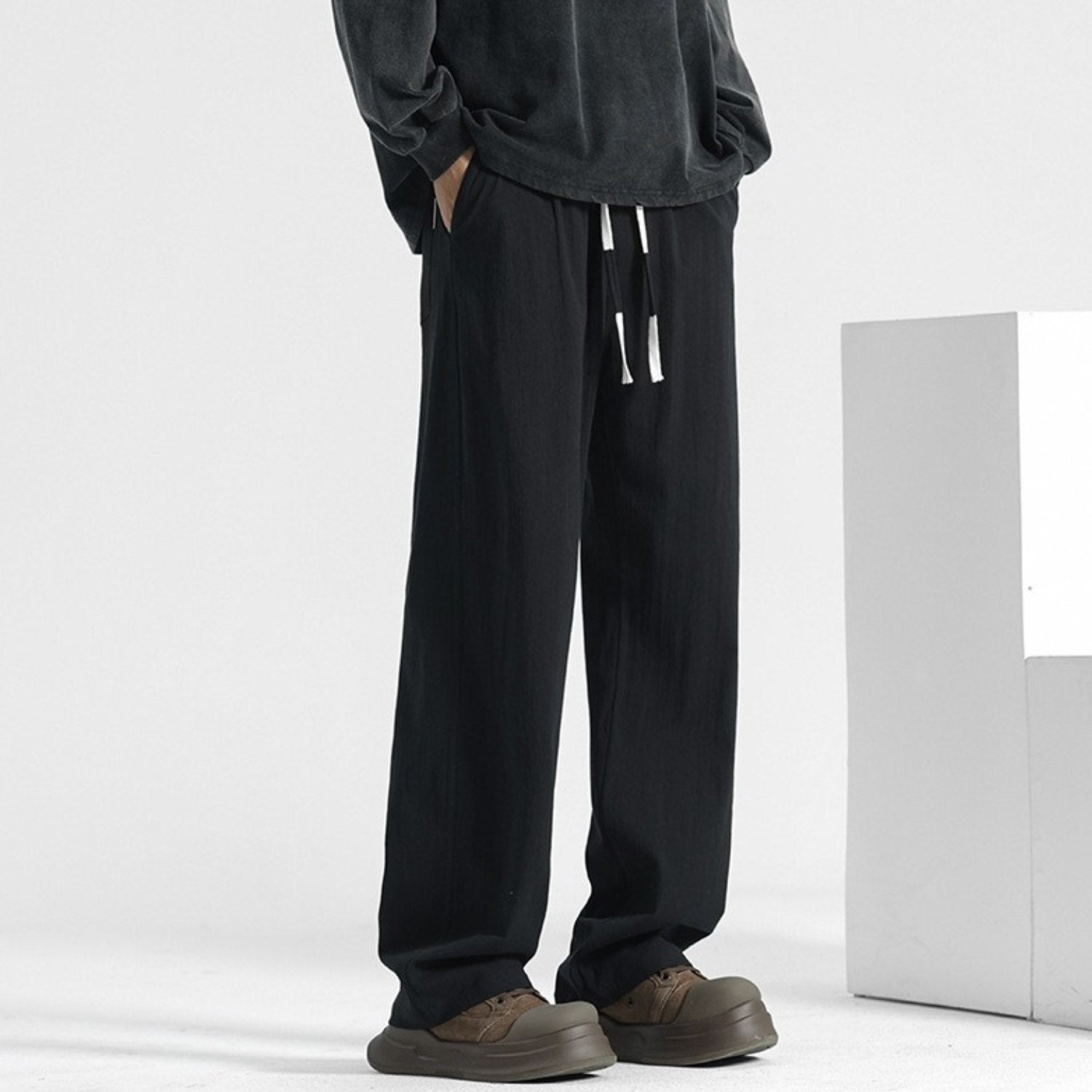 Cotton Linen Straight Casual Pants (Men’s)