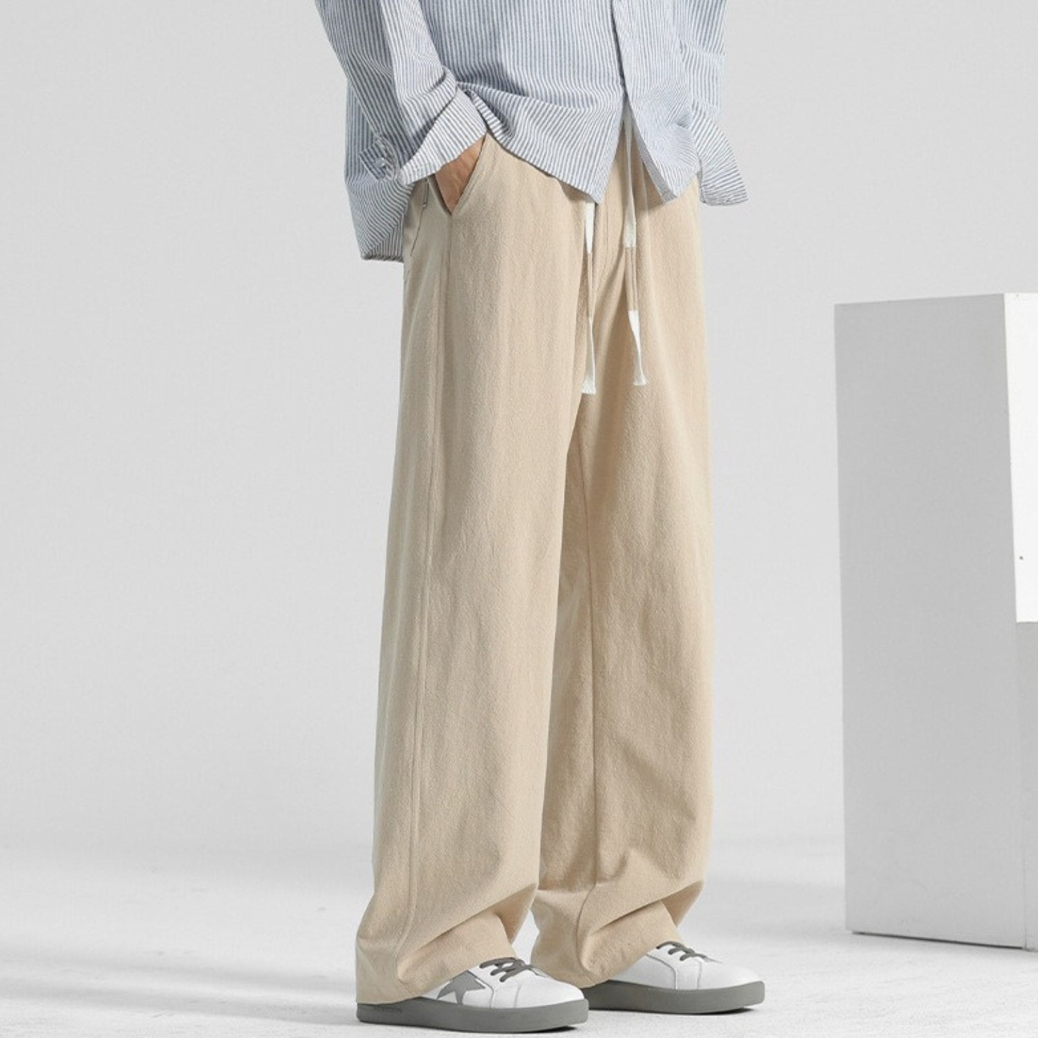 Cotton Linen Straight Casual Pants (Men’s)