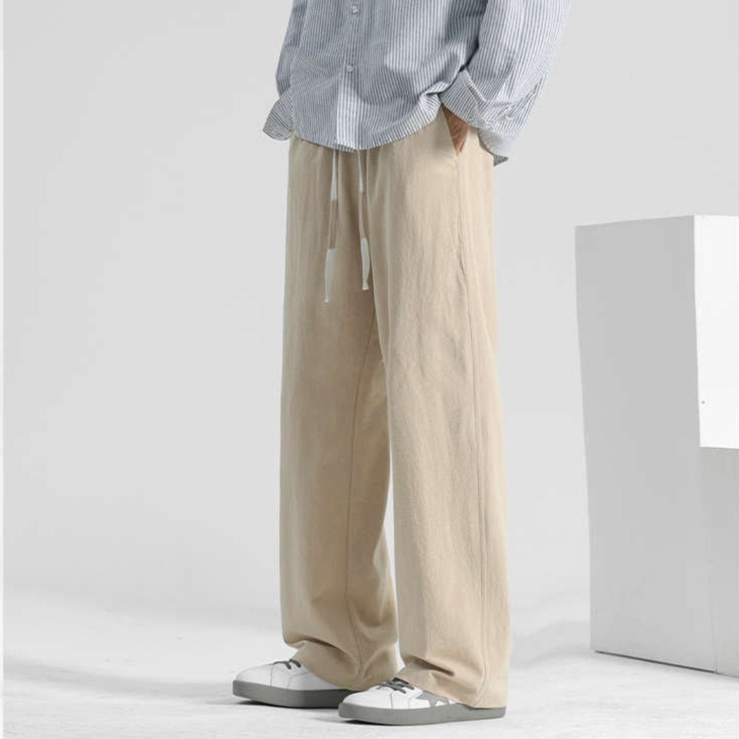 Cotton Linen Straight Casual Pants (Men’s)