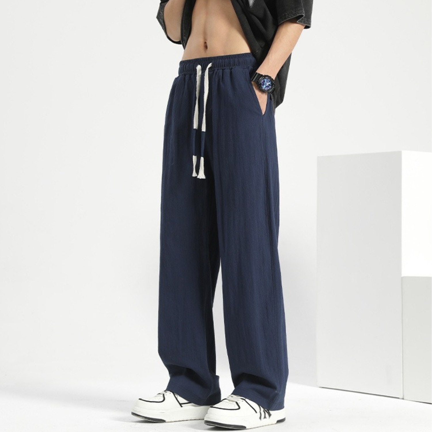 Cotton Linen Straight Casual Pants (Men’s)