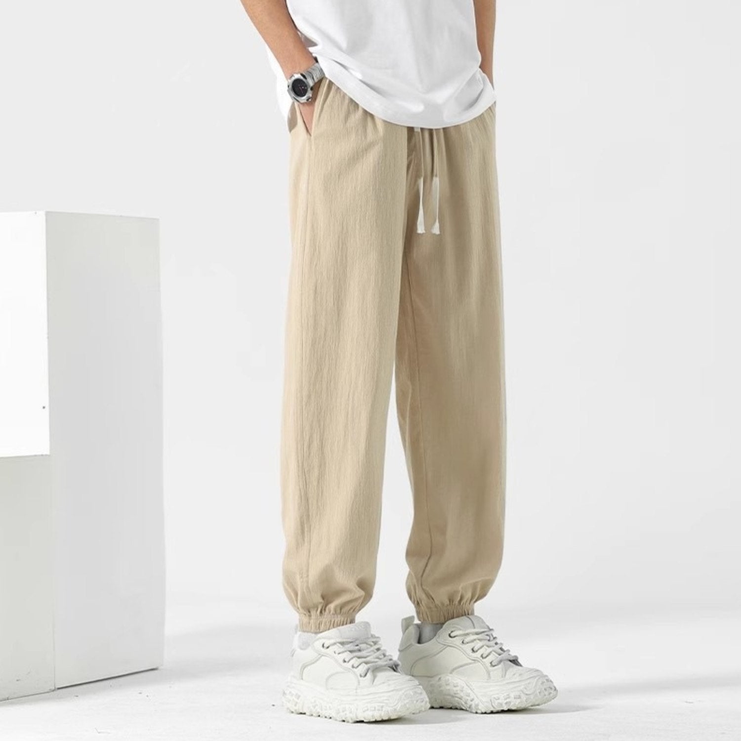 Cotton Linen Straight Casual Pants (Men’s)