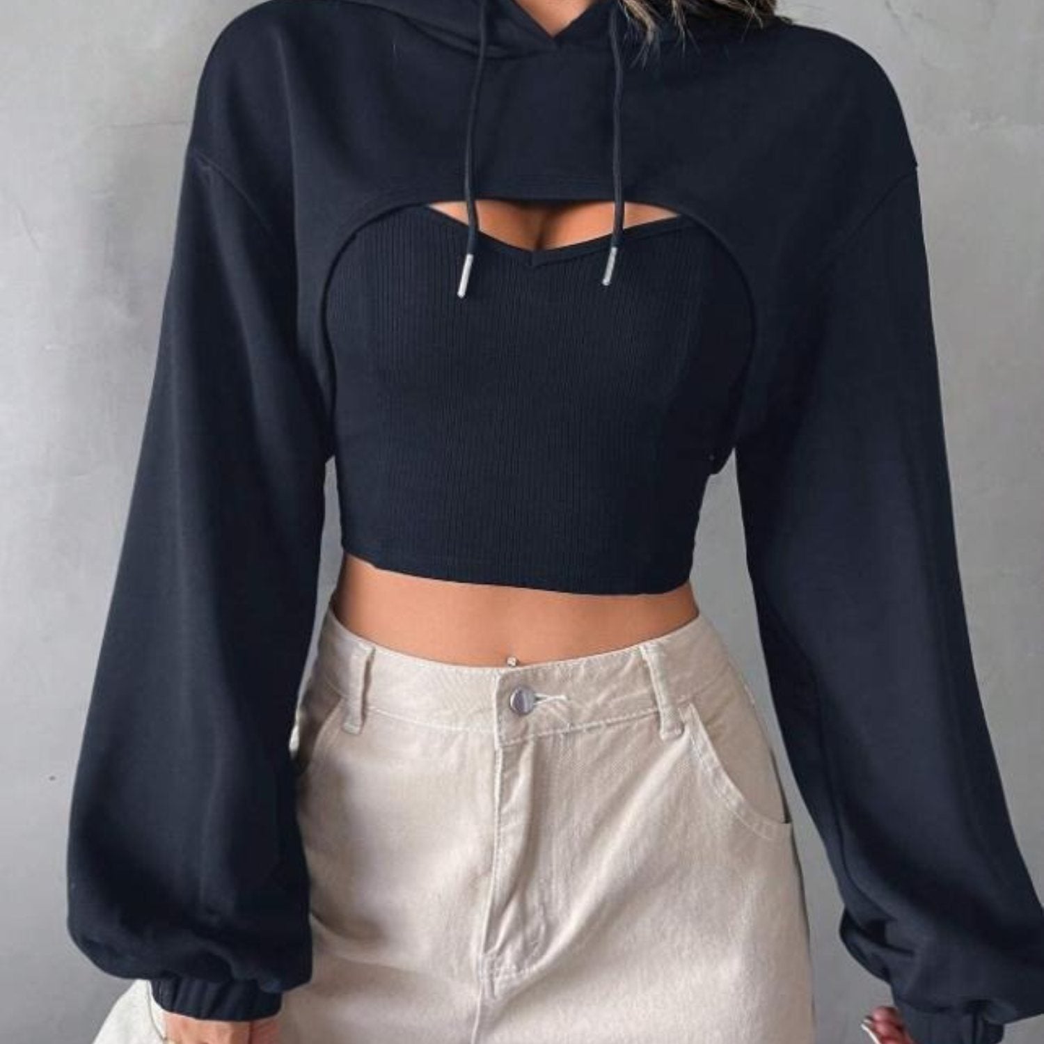 Cut-Out Cropped Street Hoodie (Women's)