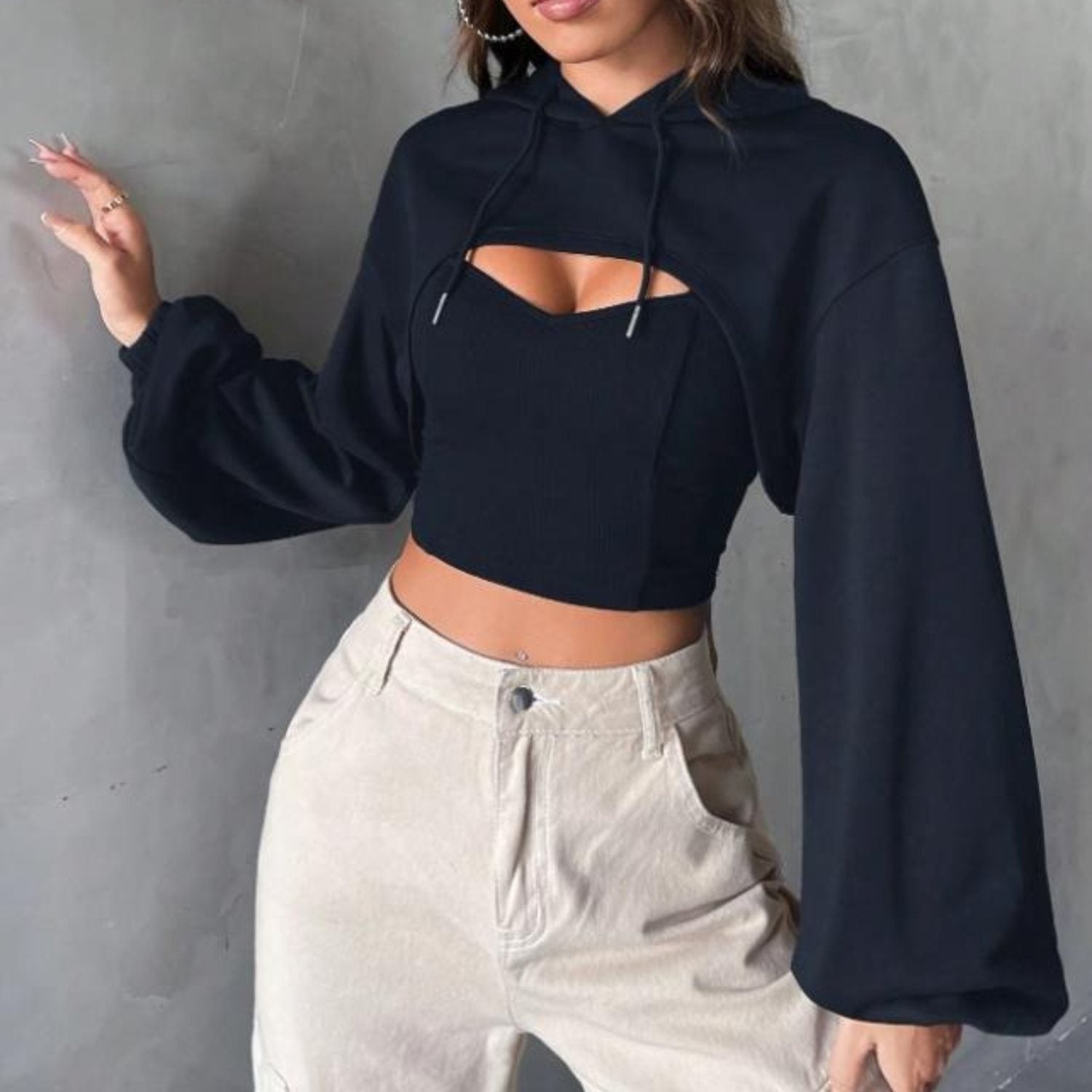 Cut-Out Cropped Street Hoodie (Women's)