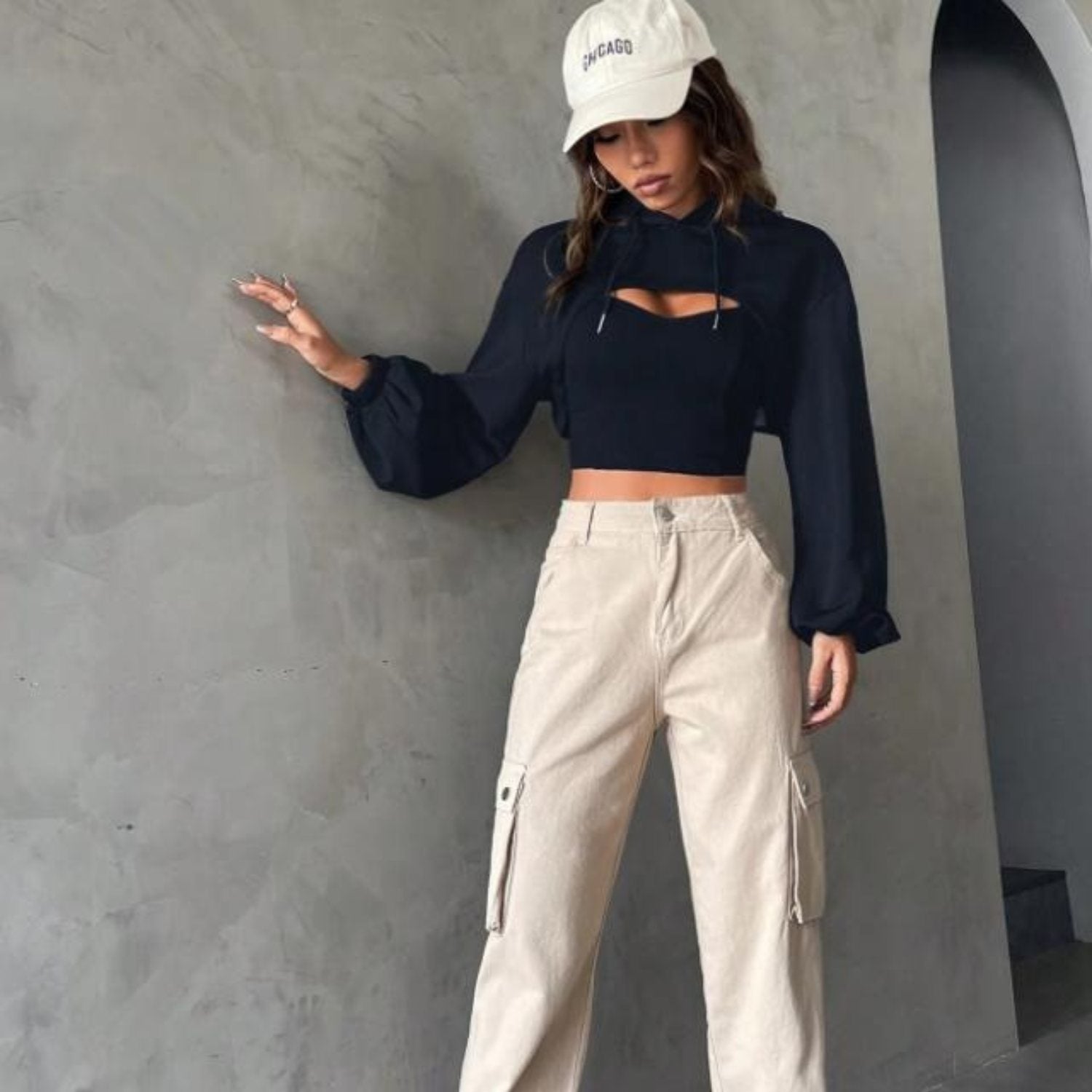 Cut-Out Cropped Street Hoodie (Women's)