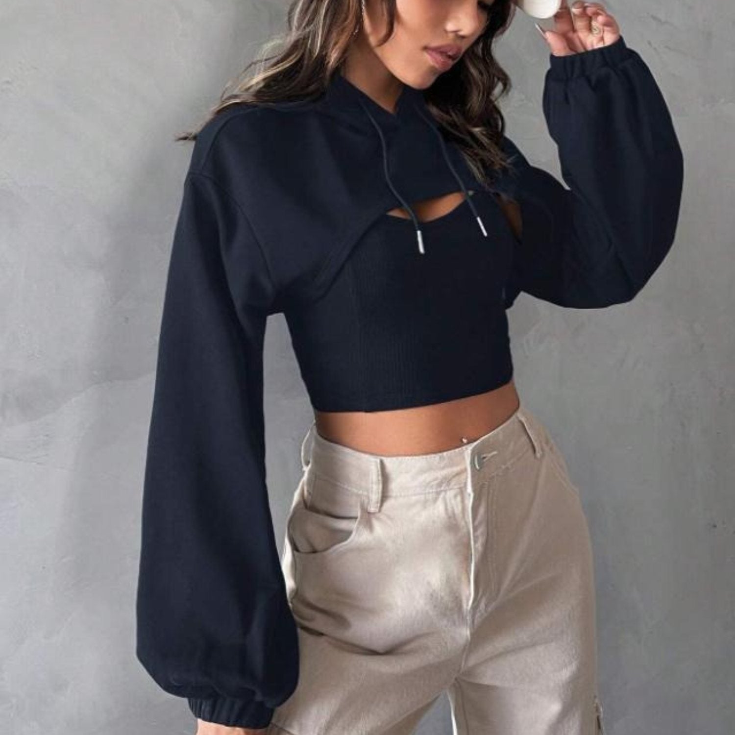 Cut-Out Cropped Street Hoodie (Women's)