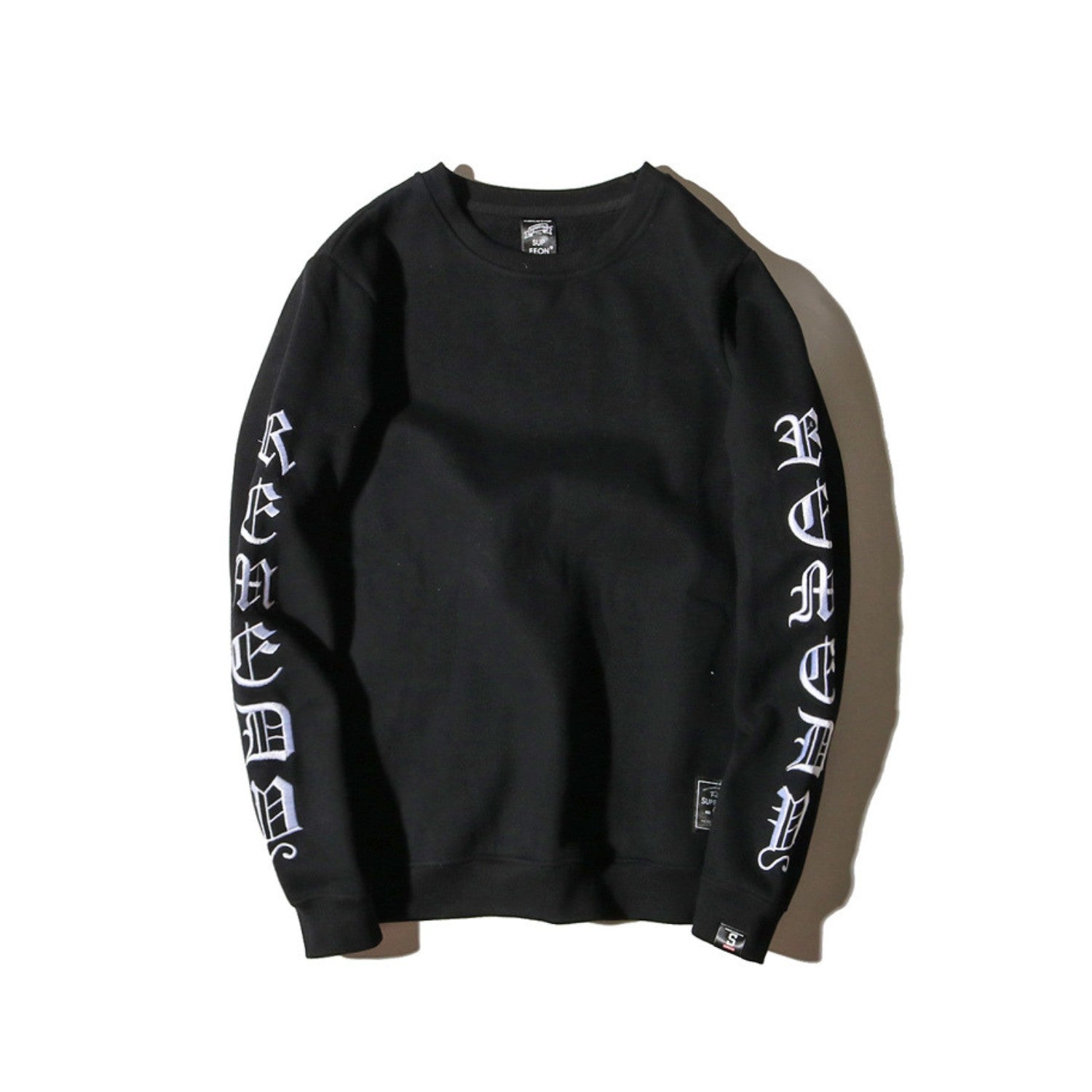Embroidered Letter Sleeve Crew Neck Sweatshirt (Men's)