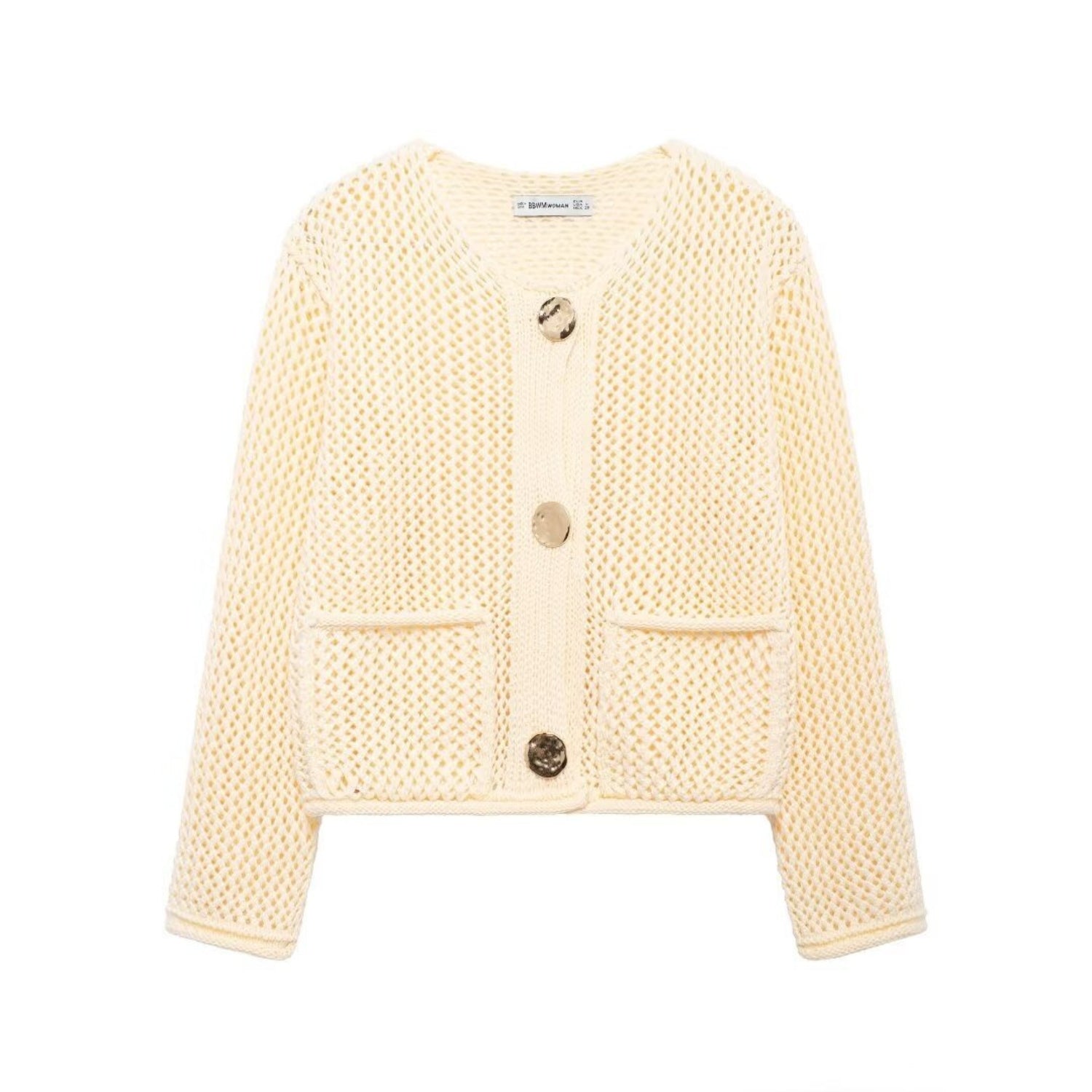 Textured Knit Cardigan With Gold-Tone Buttons (Women’s)