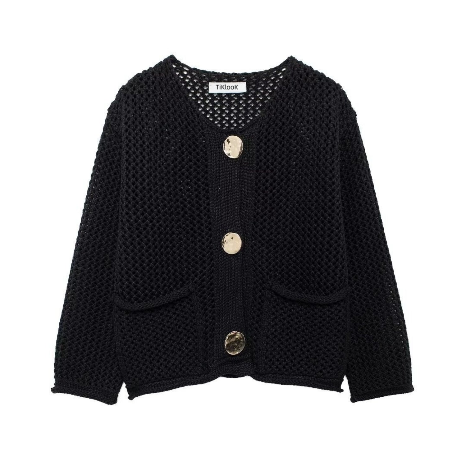 Textured Knit Cardigan With Gold-Tone Buttons (Women’s)