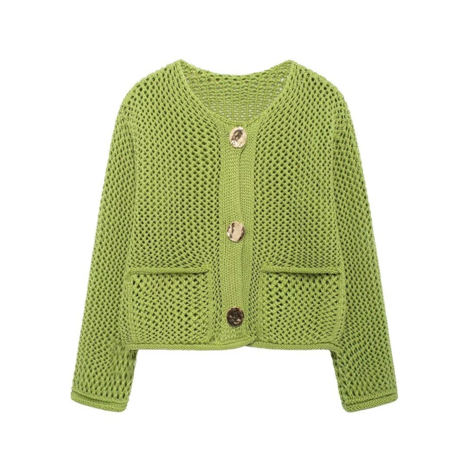 Textured Knit Cardigan With Gold-Tone Buttons (Women’s)