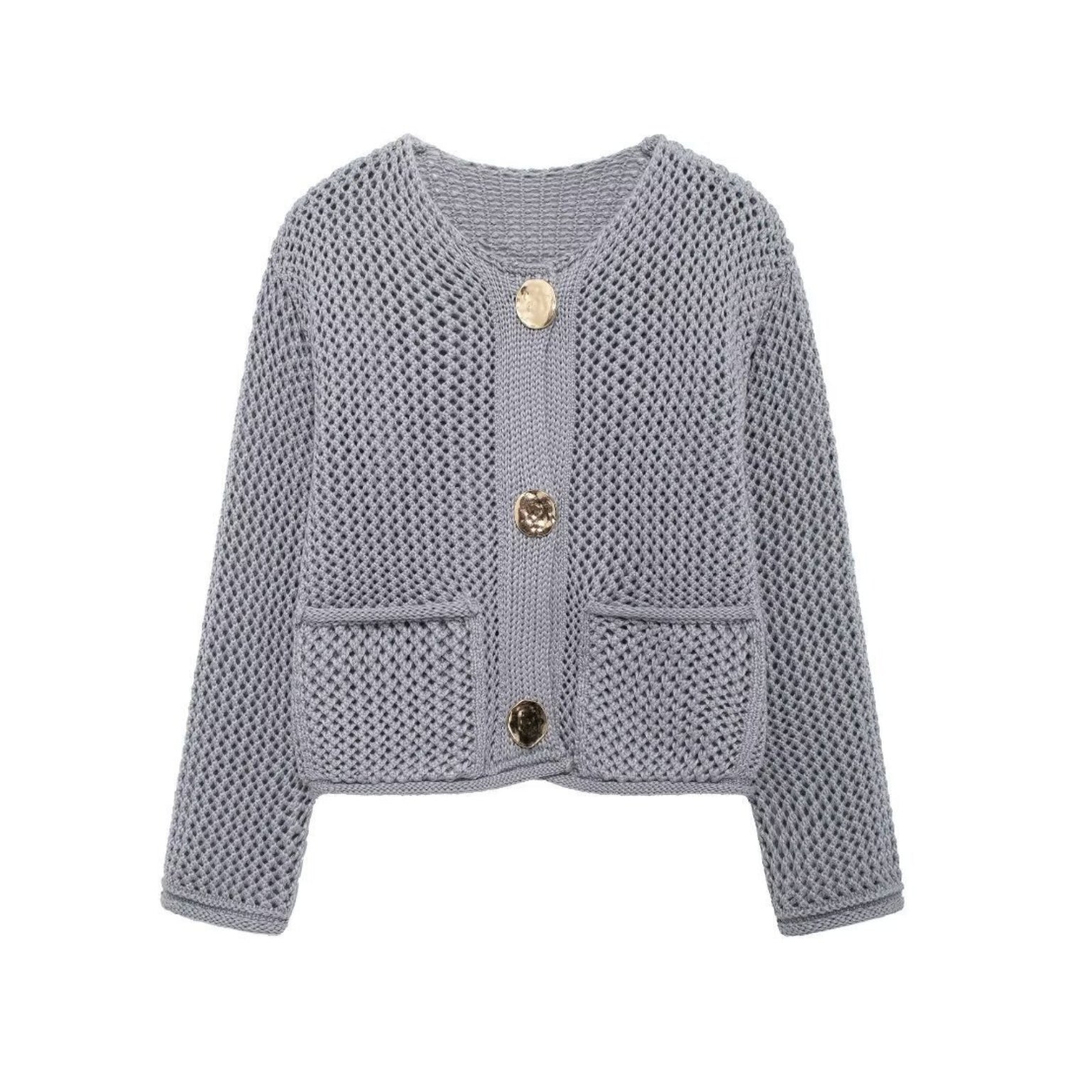Textured Knit Cardigan With Gold-Tone Buttons (Women’s)