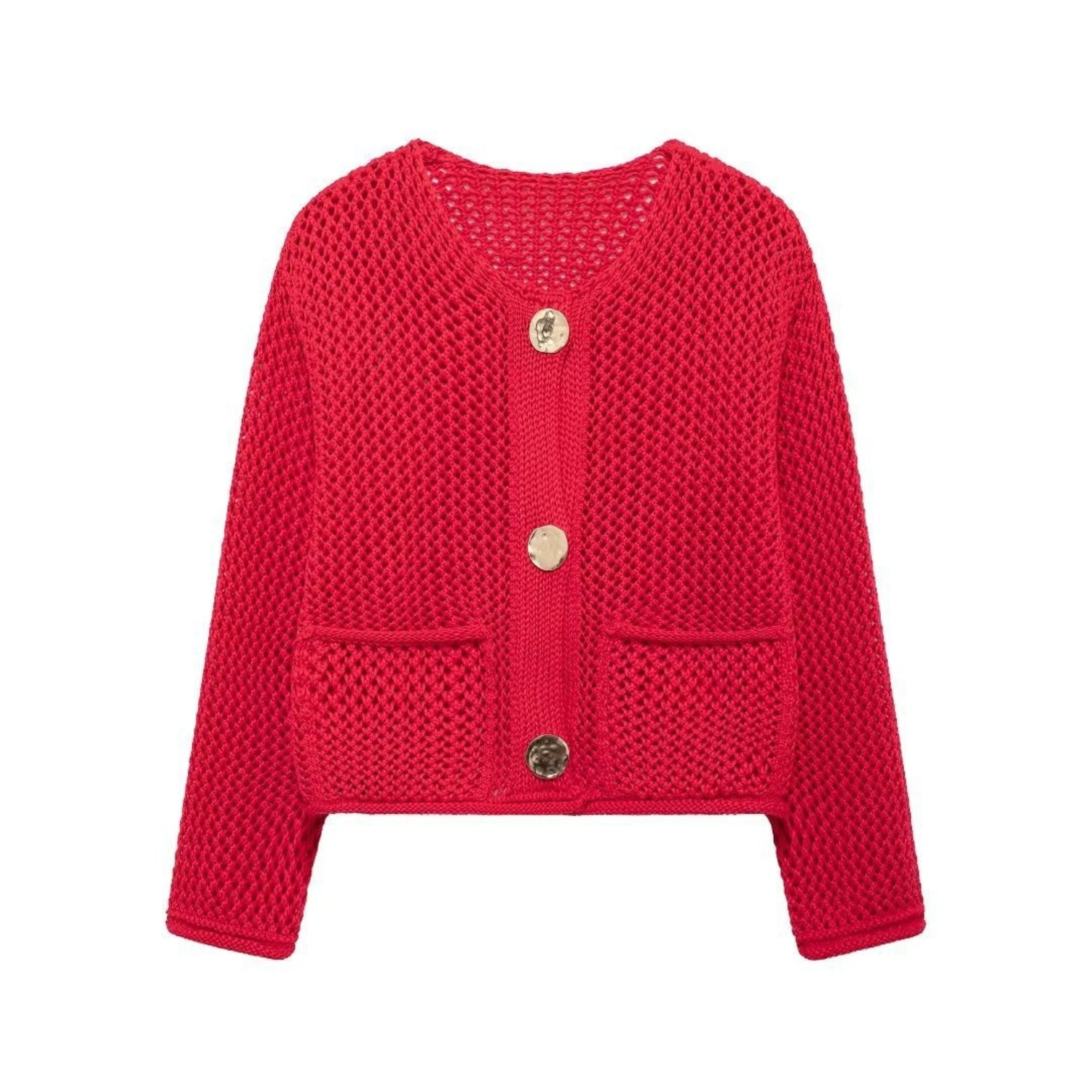 Textured Knit Cardigan With Gold-Tone Buttons (Women’s)