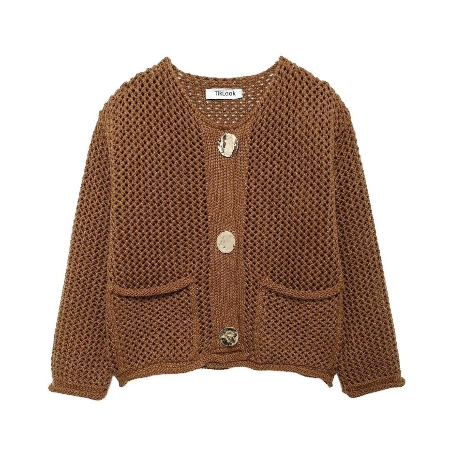 Textured Knit Cardigan With Gold-Tone Buttons (Women’s)