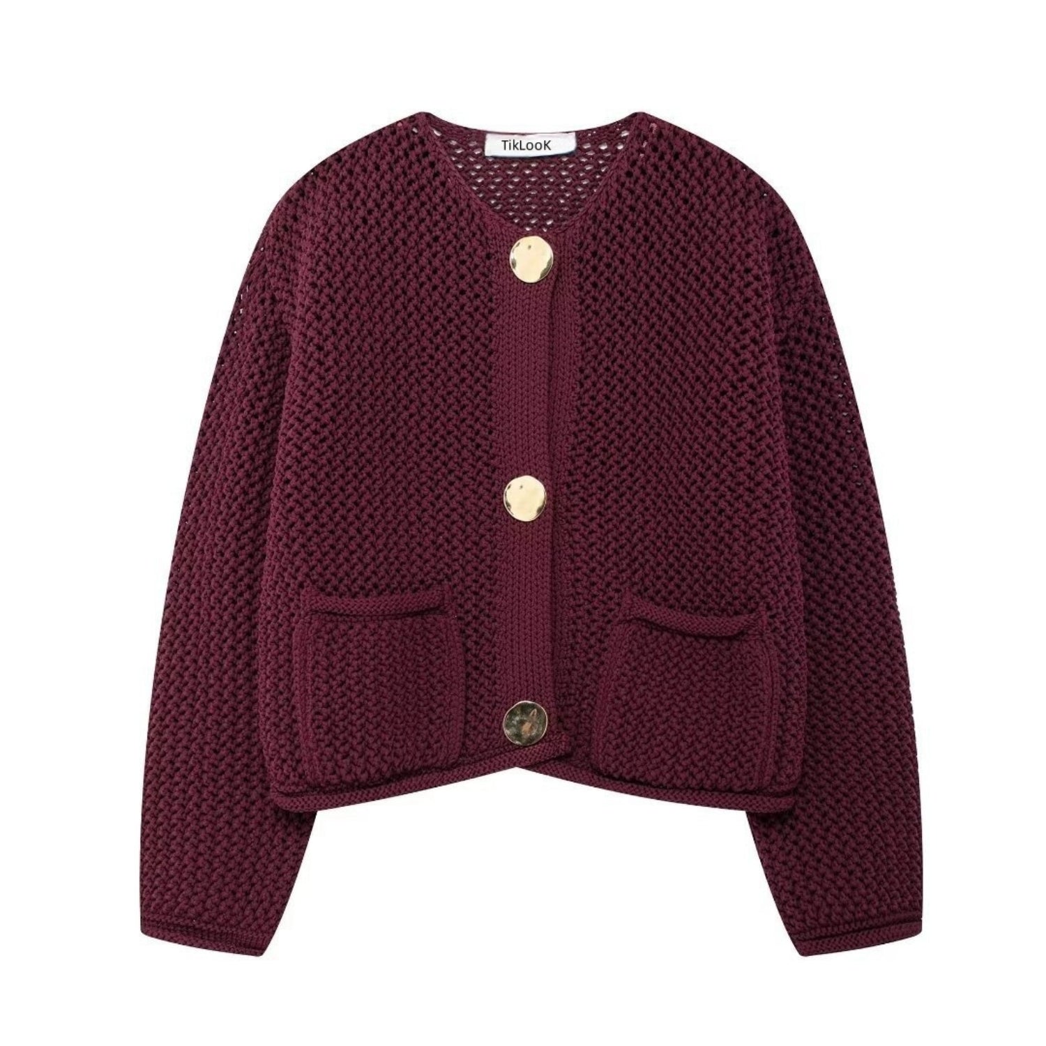 Textured Knit Cardigan With Gold-Tone Buttons (Women’s)