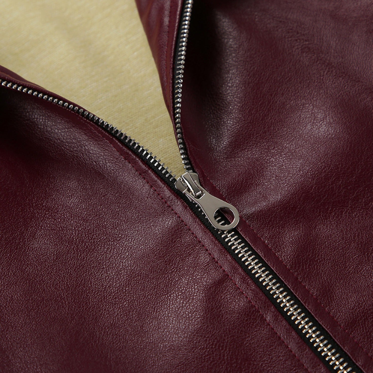 Retro Faux Leather Biker Jacket With Lapel Collar and Zip Front (Women’s)
