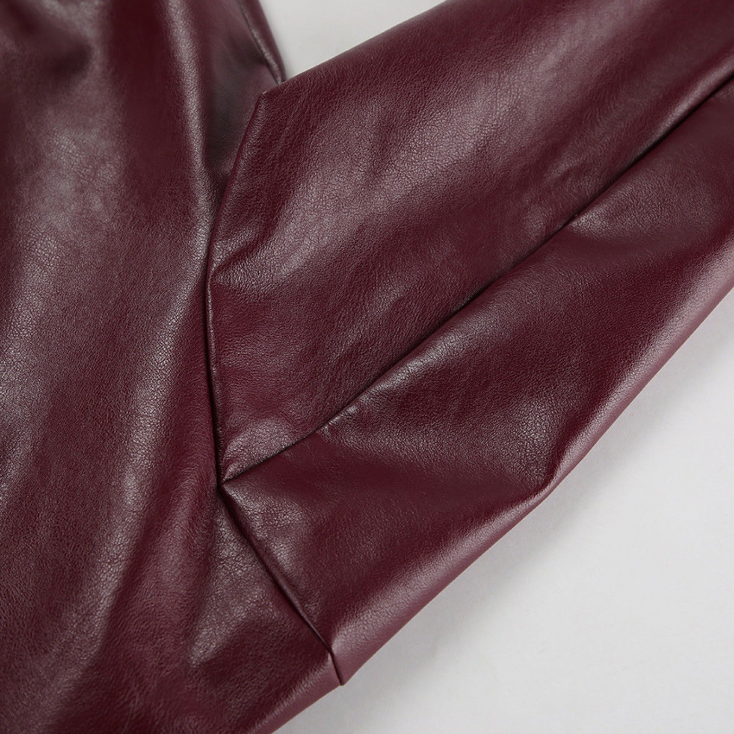 Retro Faux Leather Biker Jacket With Lapel Collar and Zip Front (Women’s)