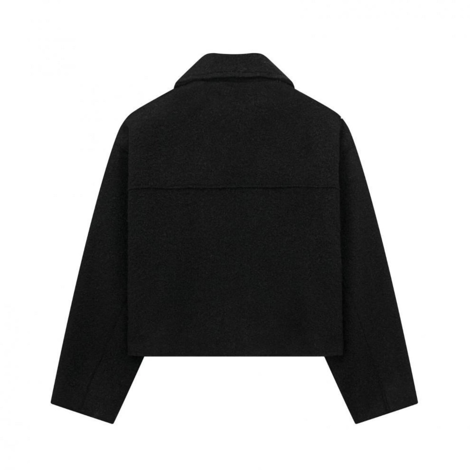 Cropped Zip-up Tweed Jacket With Polo Collar (Women’s)