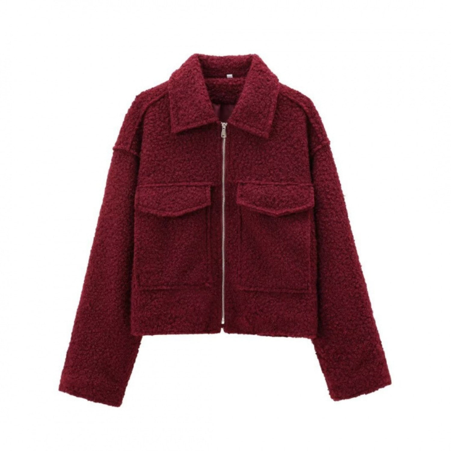 Cropped Zip-up Tweed Jacket With Polo Collar (Women’s)