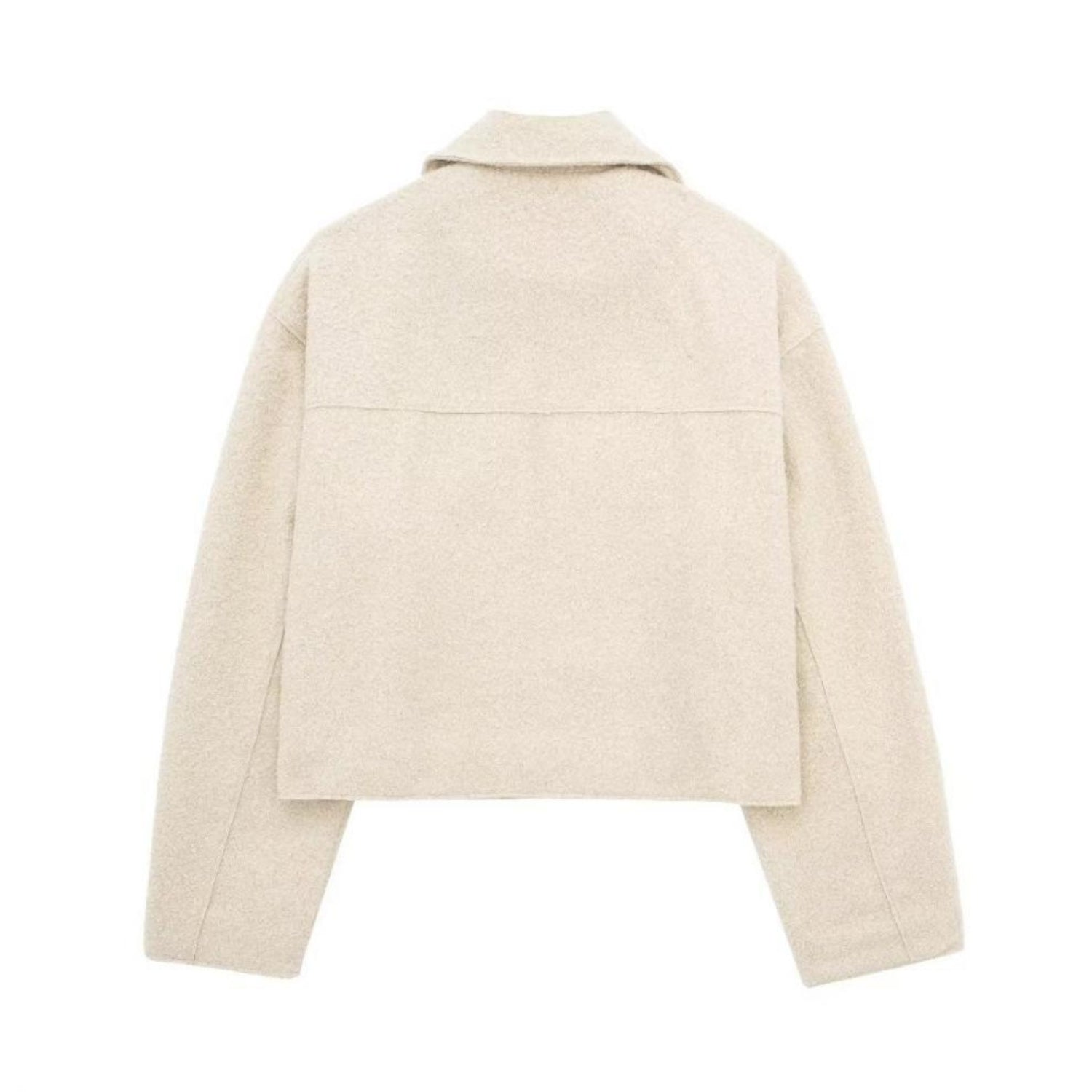 Cropped Zip-up Tweed Jacket With Polo Collar (Women’s)