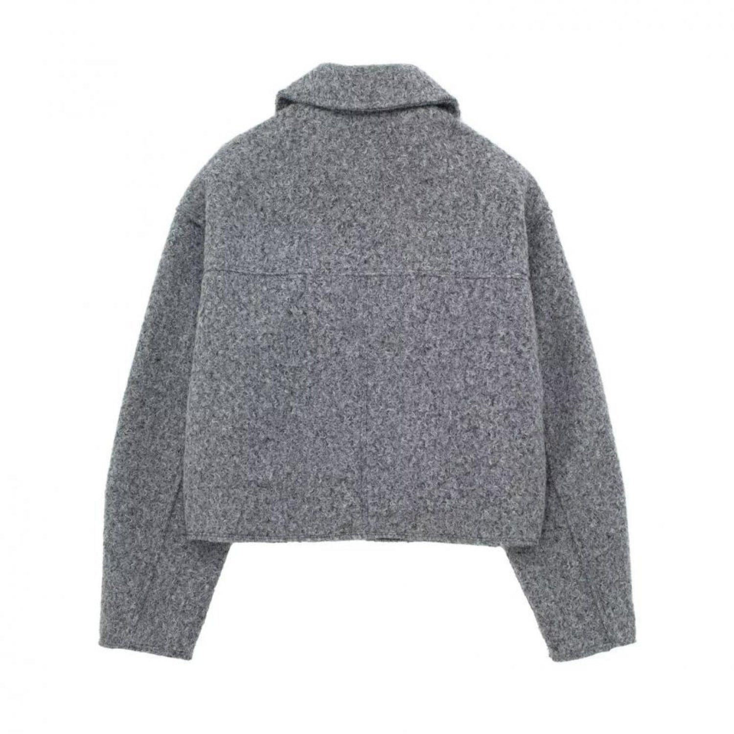 Cropped Zip-up Tweed Jacket With Polo Collar (Women’s)