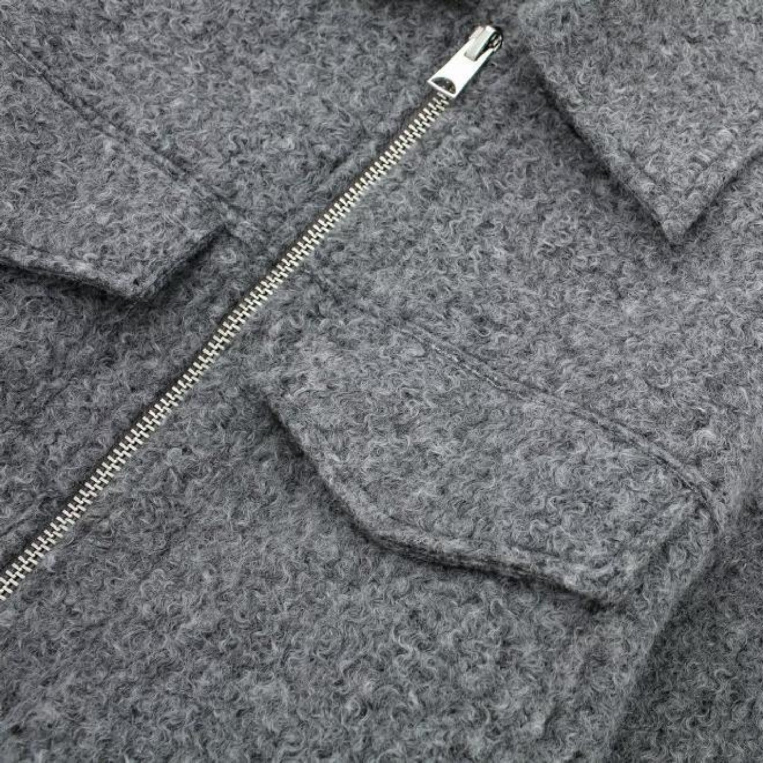 Cropped Zip-up Tweed Jacket With Polo Collar (Women’s)