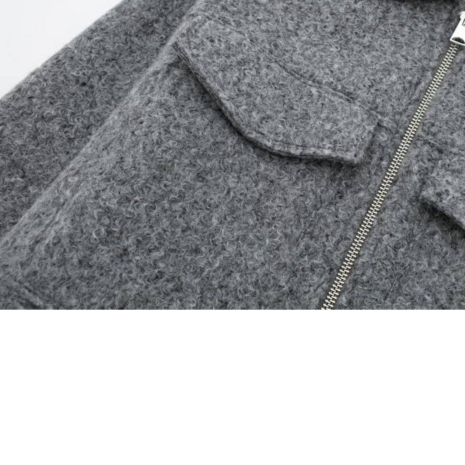 Cropped Zip-up Tweed Jacket With Polo Collar (Women’s)