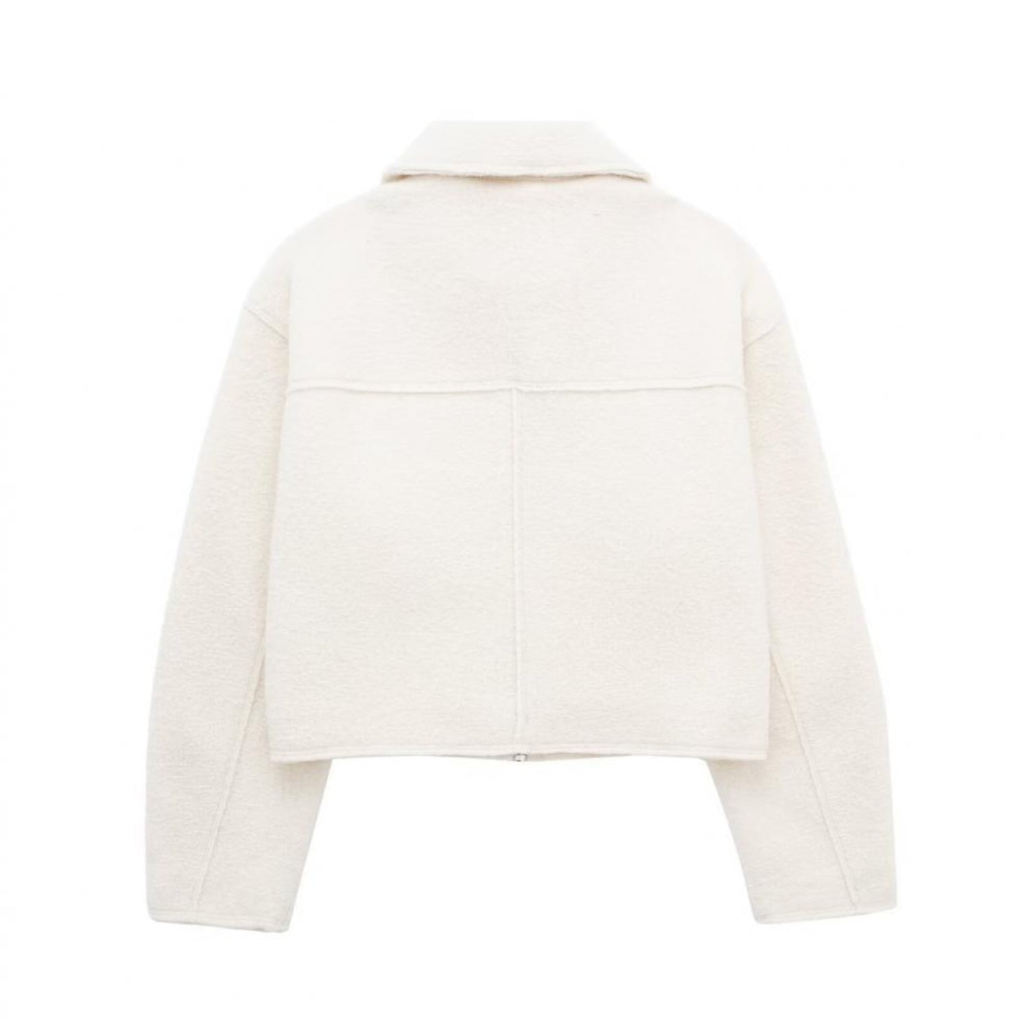 Cropped Zip-up Tweed Jacket With Polo Collar (Women’s)